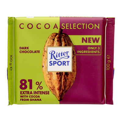 Ritter Sport - Cocoa Selection 81% Extra Intense Chocolate With Cocoa From Ghana - 100g | Jodiabaazar.com