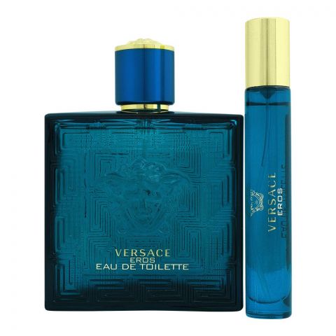 Versace Eros Perfume Set - For Men - EDT 100ml + EDT 10ml + Trousse