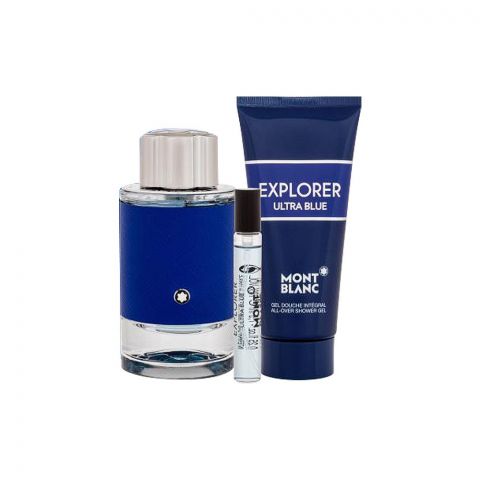 Mont Blanc Explorer Ultra Blue Pour Homme Men Perfume Set - EDP 100ml + EDP 7.5ml + Shower Gel