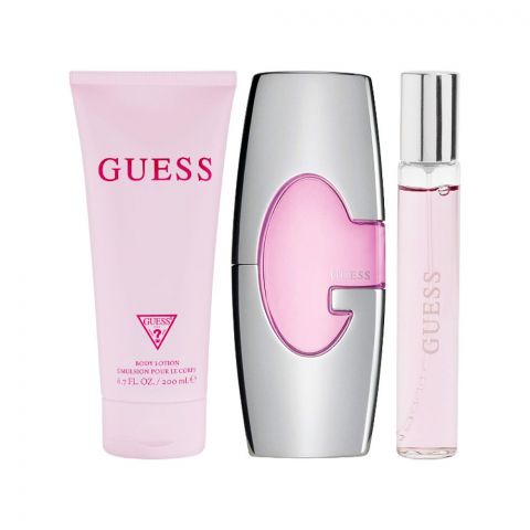 Guess Gift Set For Women - Eau De Parfum 75ml + Body Lotion 200ml + Travel Spray 15ml