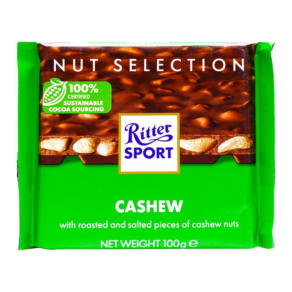 Ritter Sport - Cashew Chocolate With Roasted & Salted Pieces Of Cashew Nuts - 100g | Jodiabaazar.com