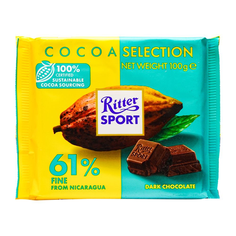 Ritter Sport - 61% Dark Cocoa Chocolate - 100g | Jodiabaazar.com