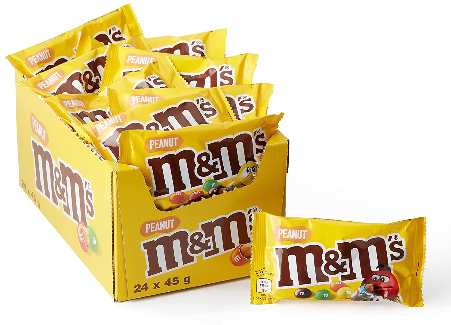 M&Ms - Peanut -Chocolate Candy - 24 Pcs x 45 gm