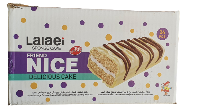 Lalaei - Nice - Delicious - Layer Sponge Cake - With Vanilla Cream & White Coating - Pack of 24