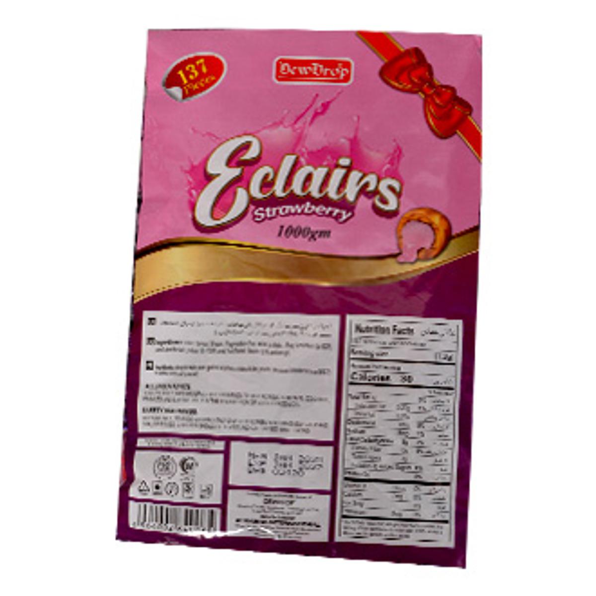 Dewdrop -  Eclairs Pouch 137-Pcs 1Kg Strawberry- Pack Of 12