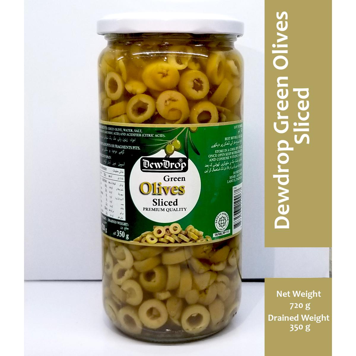 DewDrop - Olives 720 G Green Sliced- Pack Of 6