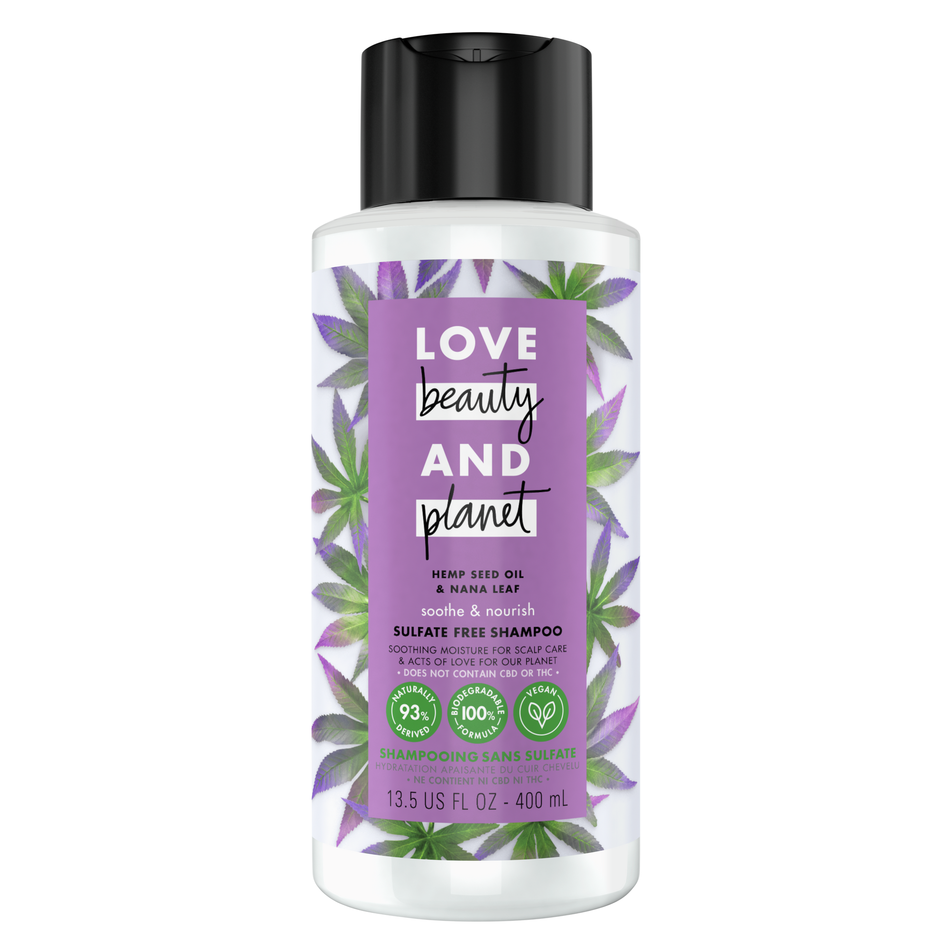 Love, Beauty & Planet - Sulfate Free -  Hemp Seed Oil & Nana Leaf - Shampoo - 400 ML | Jodiabaazar.com