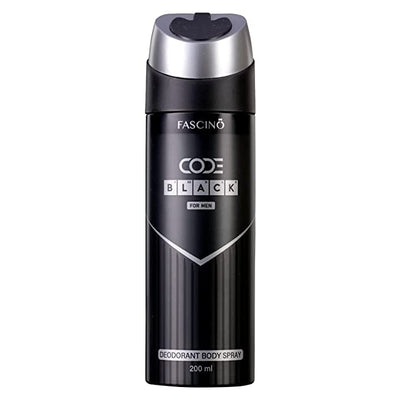 Fascino - Code Black - Deodorant - Blend of Smokey Leather & Subtle - Body Spray - For Men (200 ml)