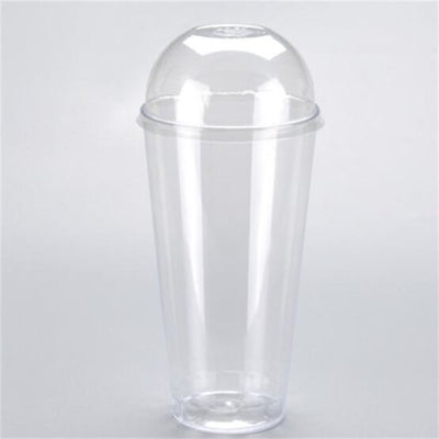 Plastic Glass - 480 ML - With Dome Lid - 100 Pcs