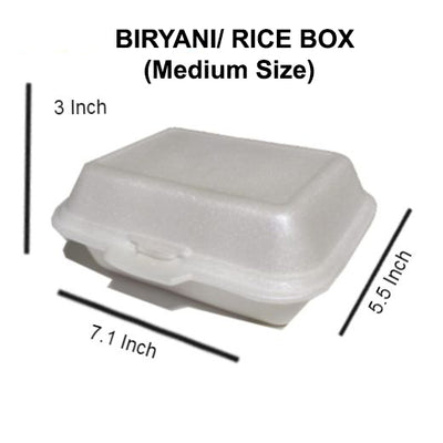 XP 9 - Half Plate - Biryani Box - Capacity = 0.3 - 0.5 KG - Disposable - Styrofoam