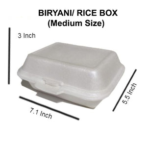 XP 9 - Half Plate - Biryani Box - Capacity = 0.3 - 0.5 KG - Disposable - Styrofoam