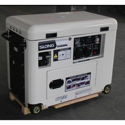 SLONG - Silent Canopy Generator - SL11000 - W-SE 9.5kva - 7.5kw  Petrol + Gas Engine Euro 5 Series - 100% Copper Winding - Key + Rope Start -VFT System - Industrial Sockets