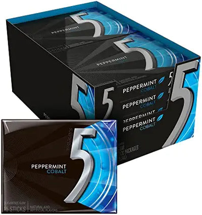 Wrigley's - 5 Gum - Peppermint - 15 Sticks each - 10 Packs