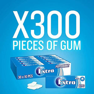EXTRA - Peppermint - Bubble Sugar Free Chewing Gum - 30 Packs (10 Pellets each)