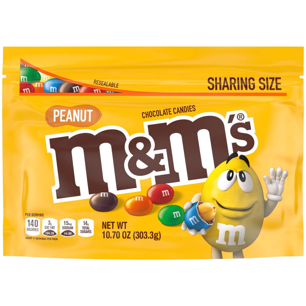 M&Ms - Peanut -Chocolate Candy - Sharing Size - Pouch - 303 GM