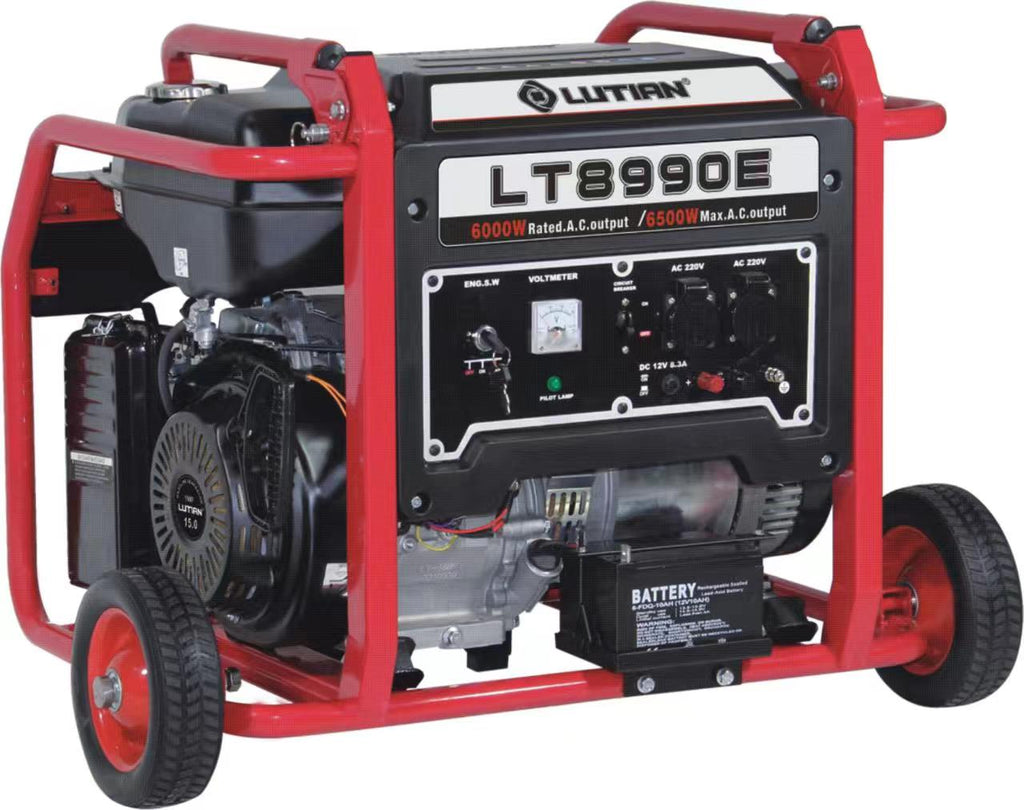 Lutian - LT8990E - Gasoline Generator - Rated Output: 8Kva / 6.5Kw (6500Watt) - Self Start - Battery & Gas Kit - Wheels Kit - Service Warranty