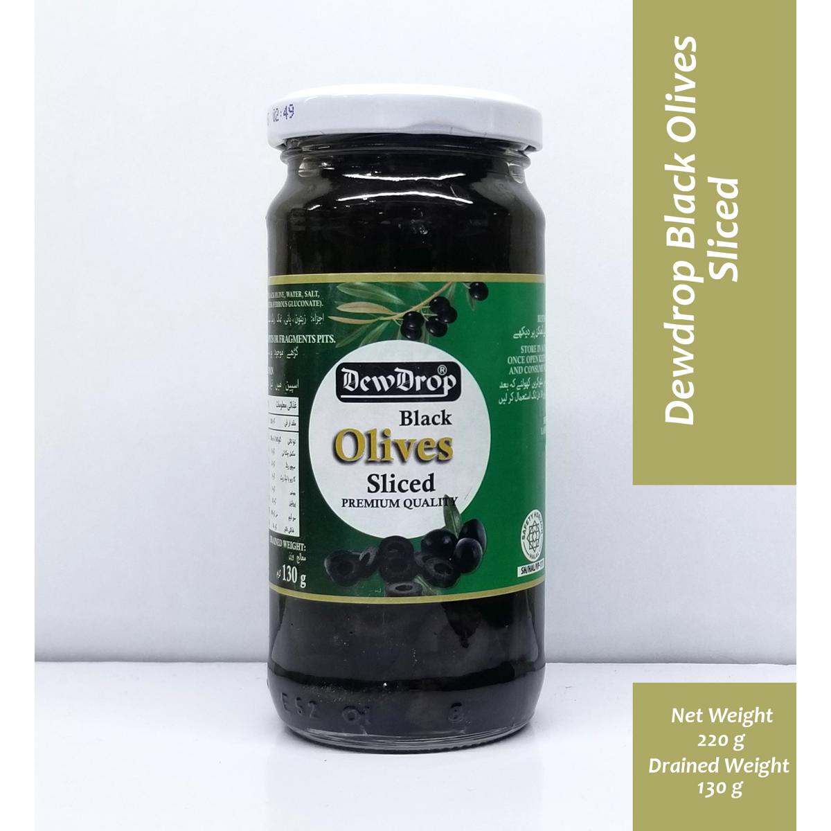 DewDrop - Olives 220 G - Black Sliced- Pack Of 12
