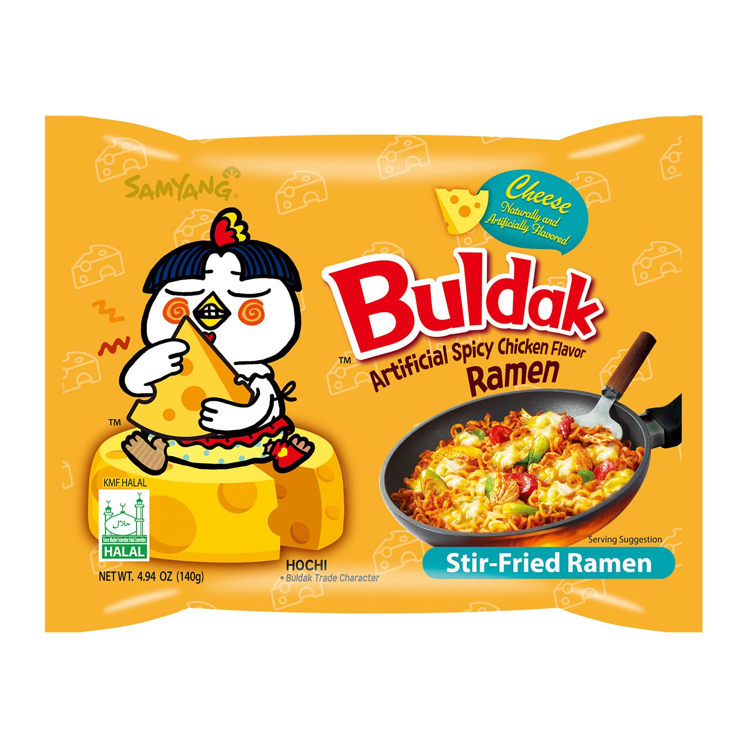 Samyang - Bulduk - Cheese Spicy Hot Chicken Stir-Fried Noodles - 140G- Pack of 5