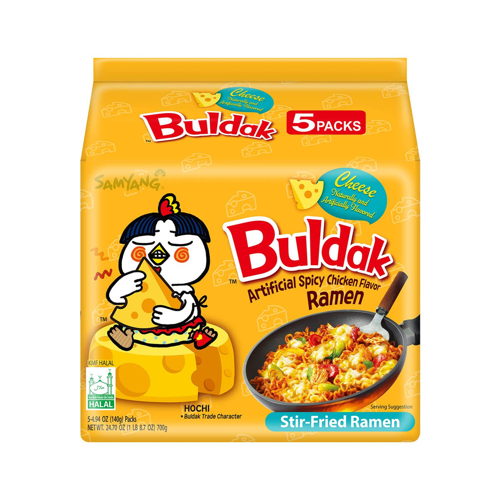 Samyang - Bulduk - Cheese Spicy Hot Chicken Stir-Fried Noodles - 140G- Pack of 5