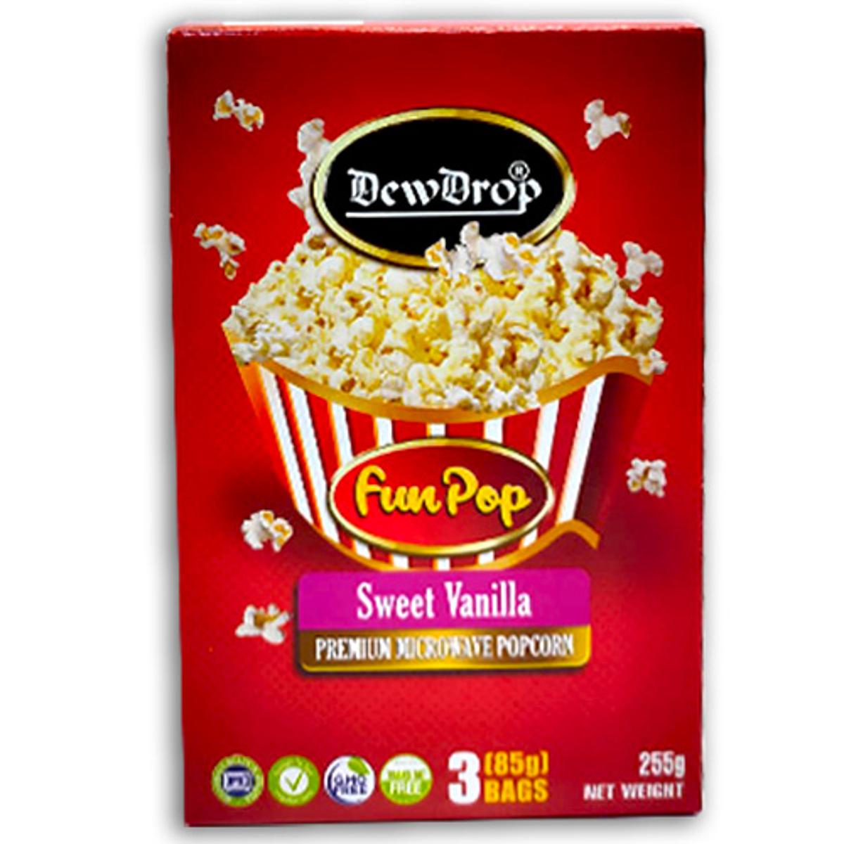 Dewdrop -  Popcorn 3In1 Box 255Gm Sweet Vanilla- Pack Of 14