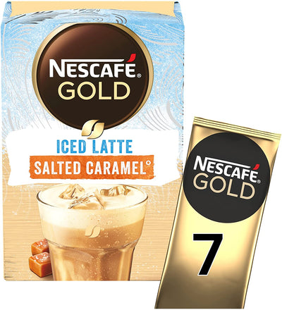 Nescafe Gold - Iced Salted Caramel Latte - Instant Coffee Beverage - 7 Sachet - 101G