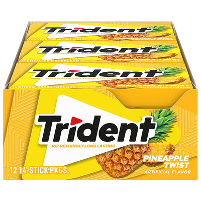 Trident - Sugar Free Gum - 12 Packs x 14 Pieces (168 Total Pieces)- Pineapple Twist