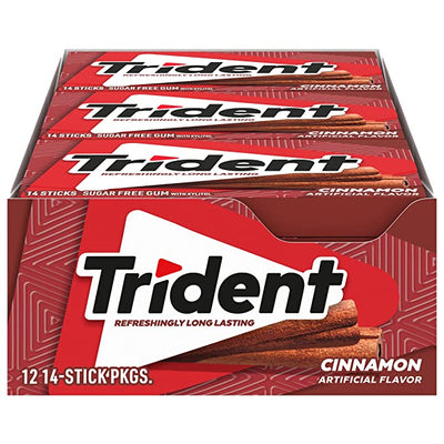Trident - Sugar Free Gum - 12 Packs x 14 Pieces (168 Total Pieces)- Cinnamon