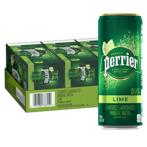 Perrier - Lime Flavor - Sparkling Natural Mineral Water - 250 ml x 30 Slim Cans