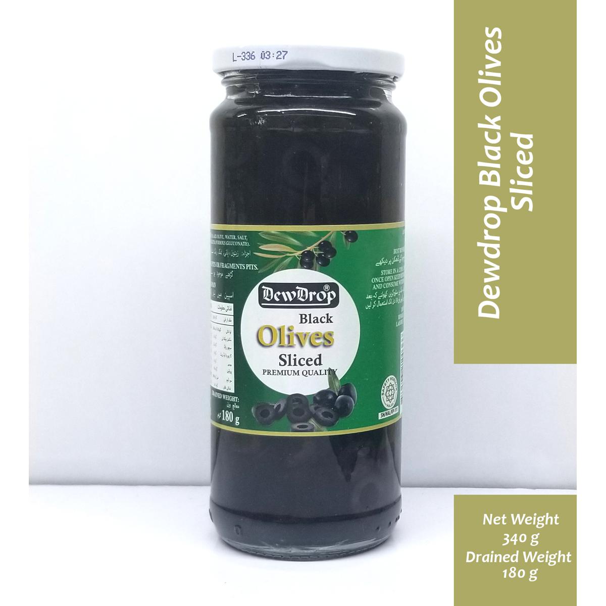 DewDrop - Olives 340 G - Black Sliced- Pack Of 12
