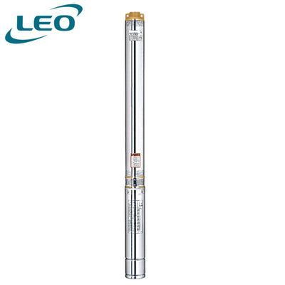 LEO - 4XRM-3-10-0.55 - 550 W - 0.75 HP  Stainless Steel Clean Water Deep Well - Bore Hole Submersible Pump With Controller- European STANDARD