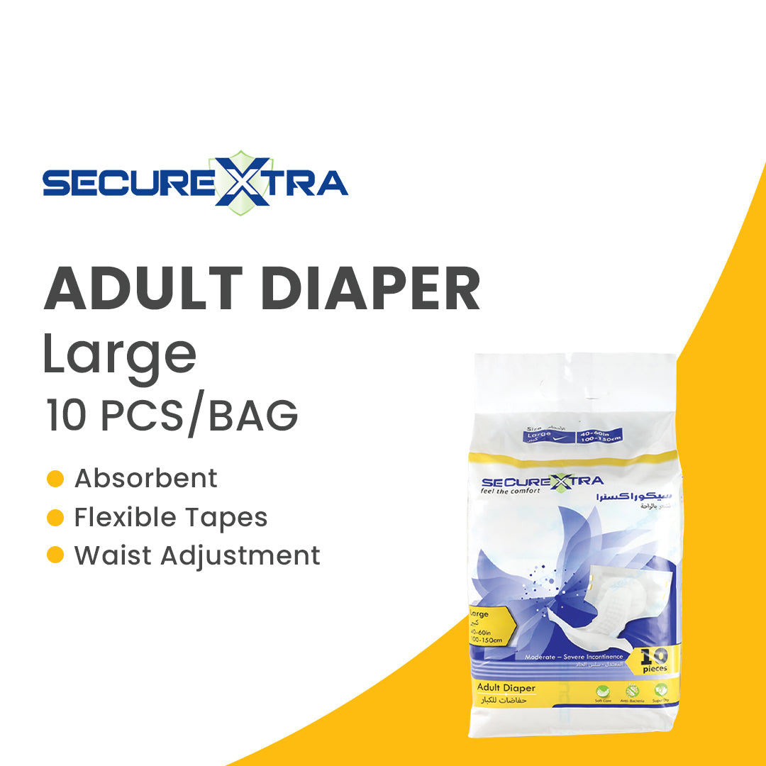 SECUREXTRA - Adult Diaper - Large-100 - 150 cm-10 pieces