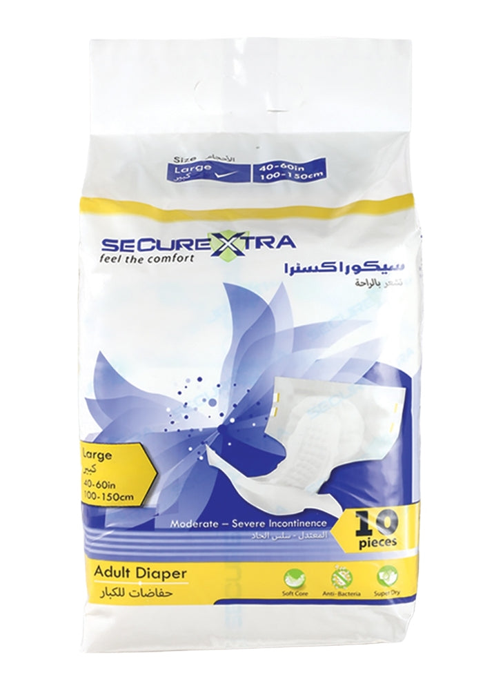 SECUREXTRA - Adult Diaper - Large-100 - 150 cm-10 pieces