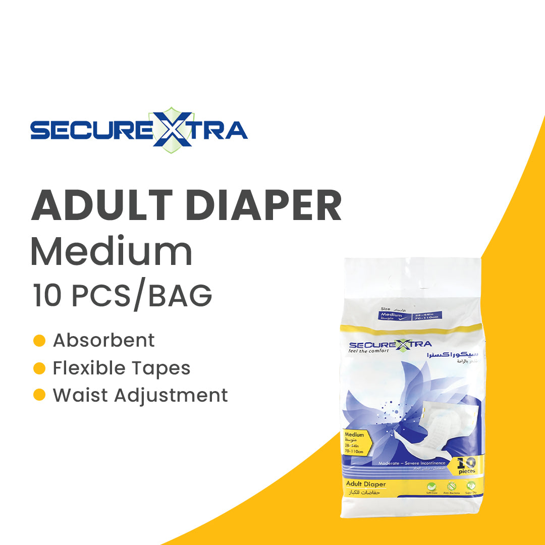 SECUREXTRA-Adult Diaper - Medium-70 - 110 cm-10 pieces