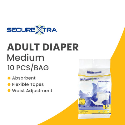 SECUREXTRA-Adult Diaper - Medium-70 - 110 cm-10 pieces