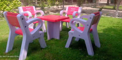 Mughal Concrete - Concrete Garden Chairs & Table Set - 10 Pcs