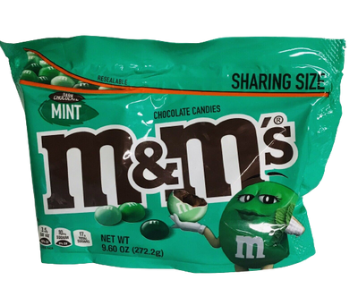 M&Ms - Mint - Chocolate Candy - Sharing Size - Pouch - 272 GM