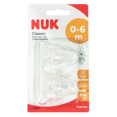 NUK ANTI-COLIC SILICONE TEATS 0-6M