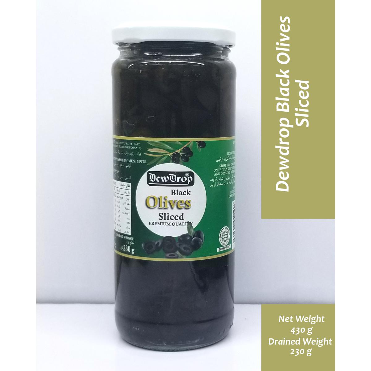 DewDrop - Olives 430 G - Black Sliced- Pack Of 12