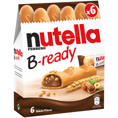 Nutella - Ferrero - B-ready - Chocolate & Hazelnut Wafer - Biscuit Snack Bars - Pack of 6 (132 Gms)