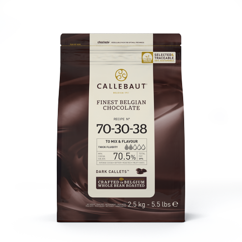 Callebaut - Finest Belgian Chocolate – 70% Dark Chocolate Callets - 2.5 KG - Dark Recipe n° 70-30-38 - intense cocoa - bitter - roasted - fruity hints
