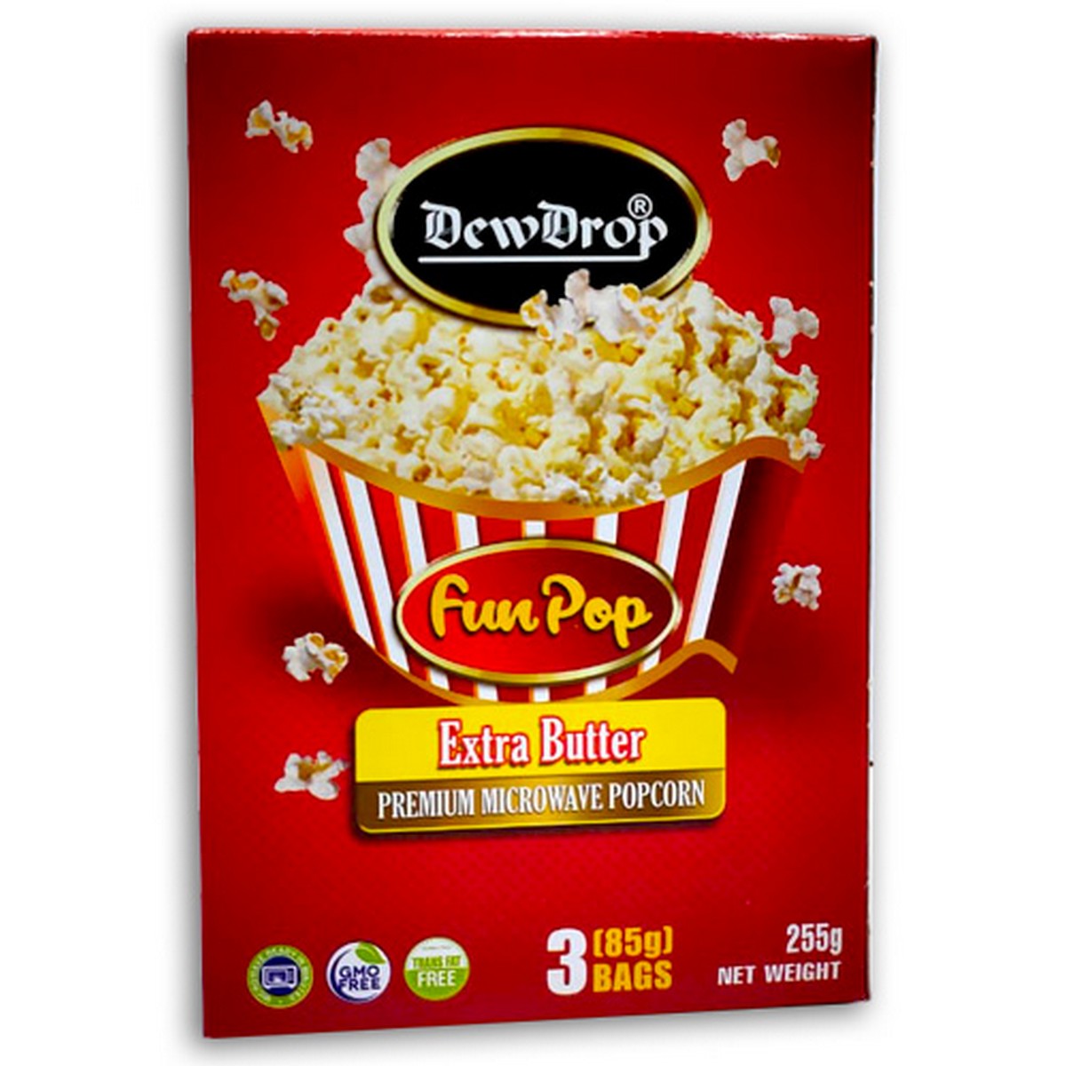 Dewdrop -  Popcorn 3In1 Box 255Gm Ex Butter- Pack Of 14
