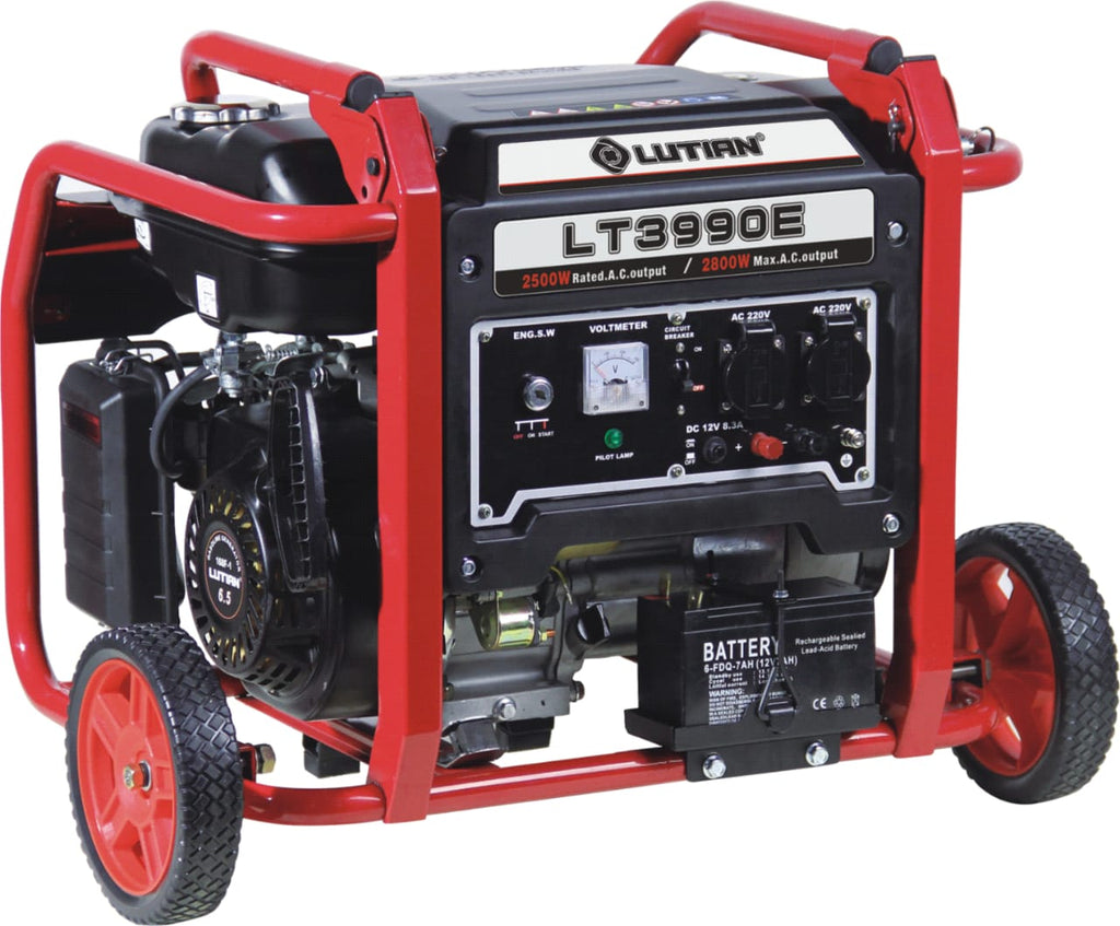 Lutian - LT3990E - Gasoline Generator - Rated Output: 3.5Kva / 2.8Kw (2800 Watt) - Self Start - Battery & Gas Kit - Wheels Kit - Service Warranty