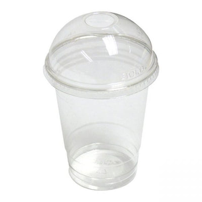 Plastic Glass - 300 ML - With Dome Lid - 100 Pcs