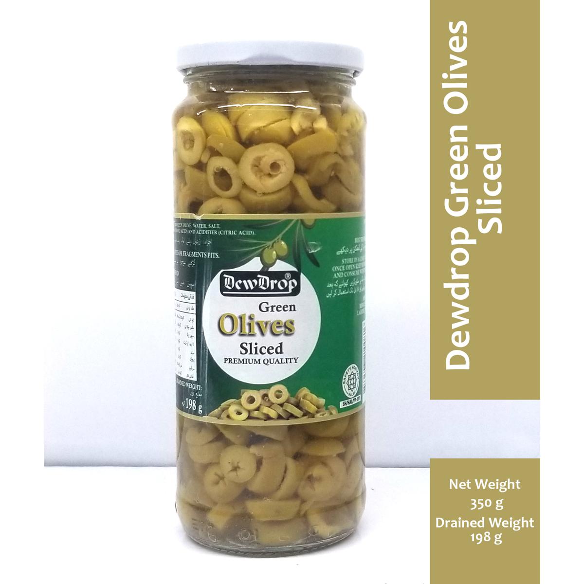 DewDrop - Olives 350 G Green Sliced- Pack Of 12