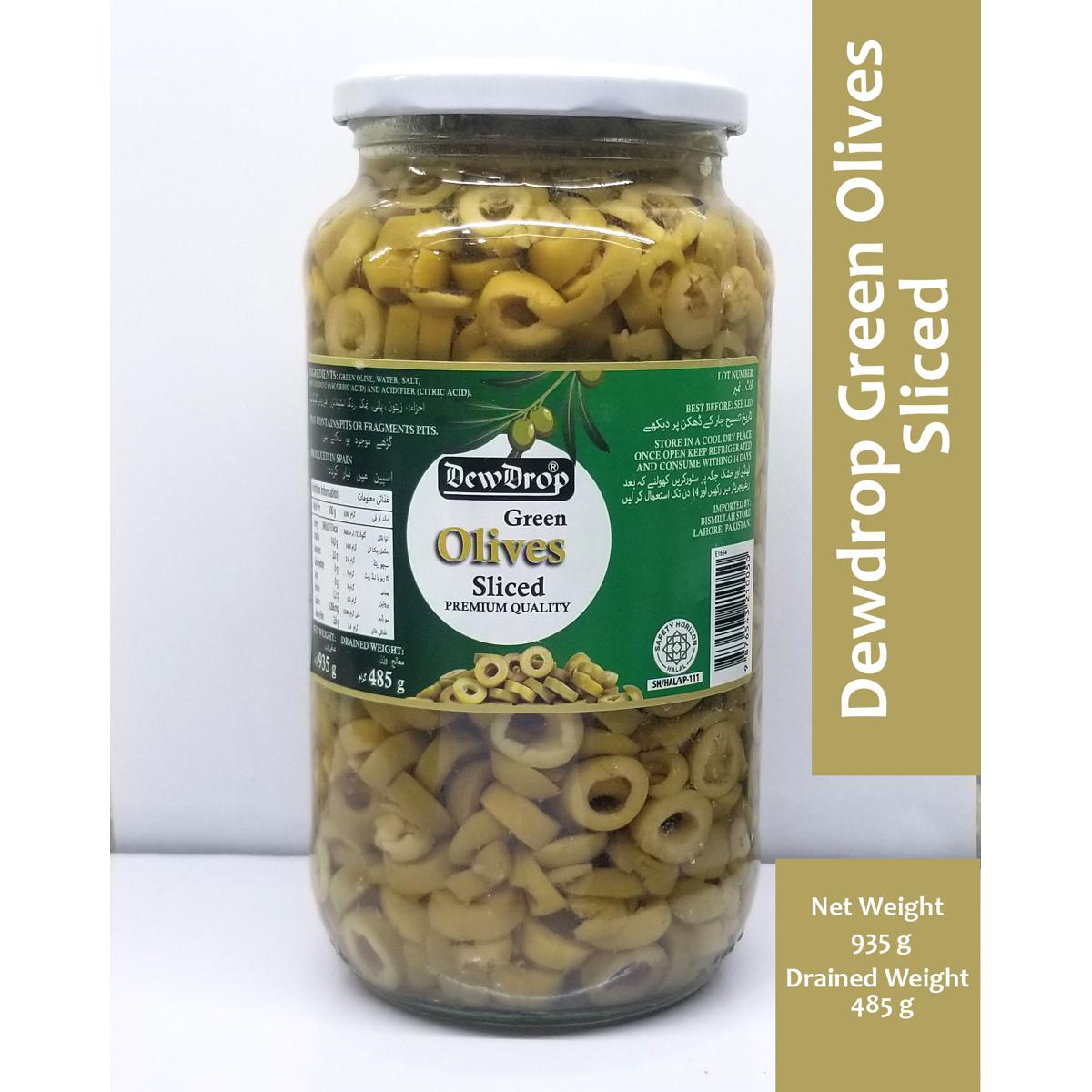 DewDrop - Olives 935 G Green Sliced- Pack Of 6