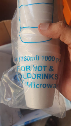 Megapack - Hot & Cold Drinks Cups - Single Use - Disposable Foam Cups - 1000 Pcs - 180 ML