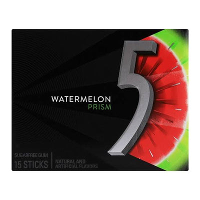 Wrigley's - 5 Gum - Watermelon Prism - 15 Sticks each - 10 Packs