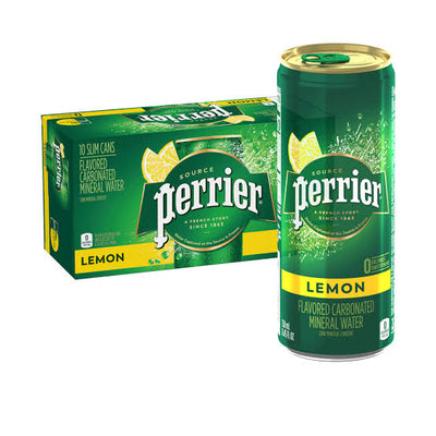 Perrier - Lemon Flavor - Sparkling Natural Mineral Water - 250 ml x 30 Slim Cans