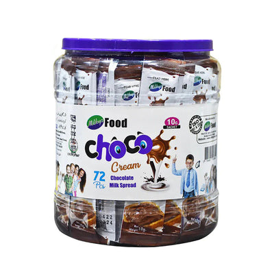 Milkyz Food - Choco Cream - Chocolate Milk Spread - 10g Sachets (72 Pcs) - Jar - 12 Count
