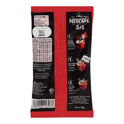 Nestle Nescafe 3-In-1 Coffee Sachet - 25g - 1 Pack - 30 Count